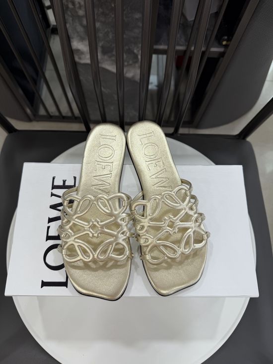 Loewe Woven Logo Premium Leather Comfort Flat Slides