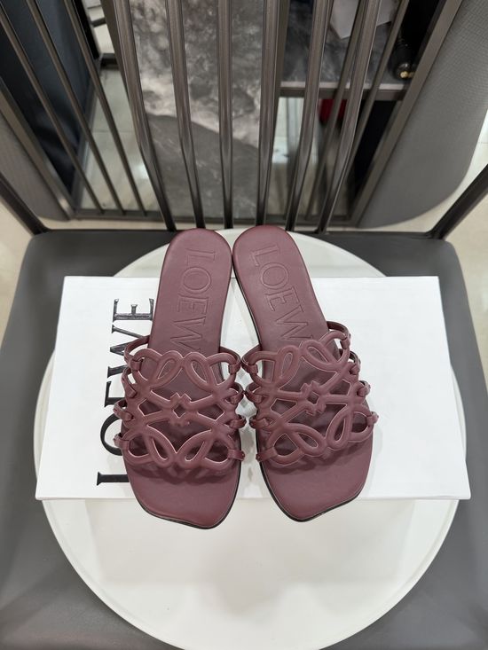 Loewe Woven Logo Premium Leather Comfort Flat Slides
