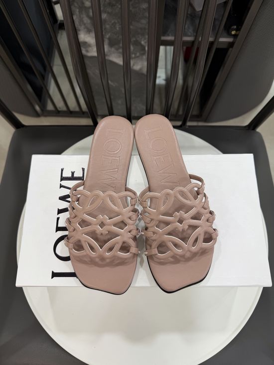 Loewe Woven Logo Premium Leather Comfort Flat Slides