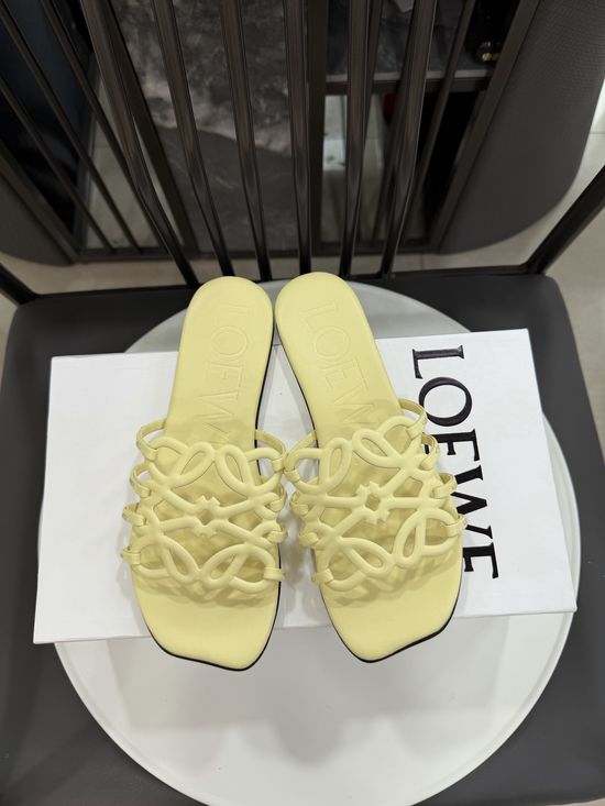 Loewe Woven Logo Premium Leather Comfort Flat Slides