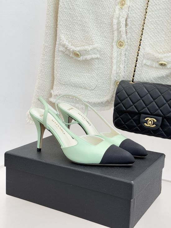 Chanel Color Block Pointed Toe Elegant High Heel Sandals