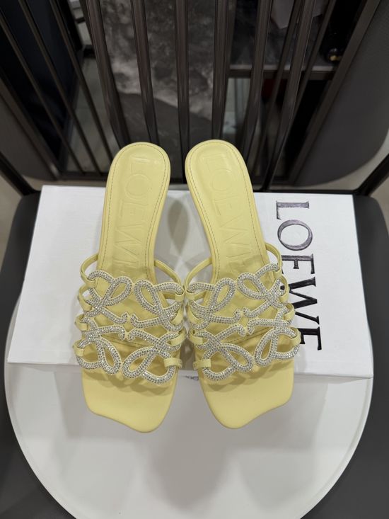 Loewe Rhinestone Heel Woven Logo Comfortable Flats