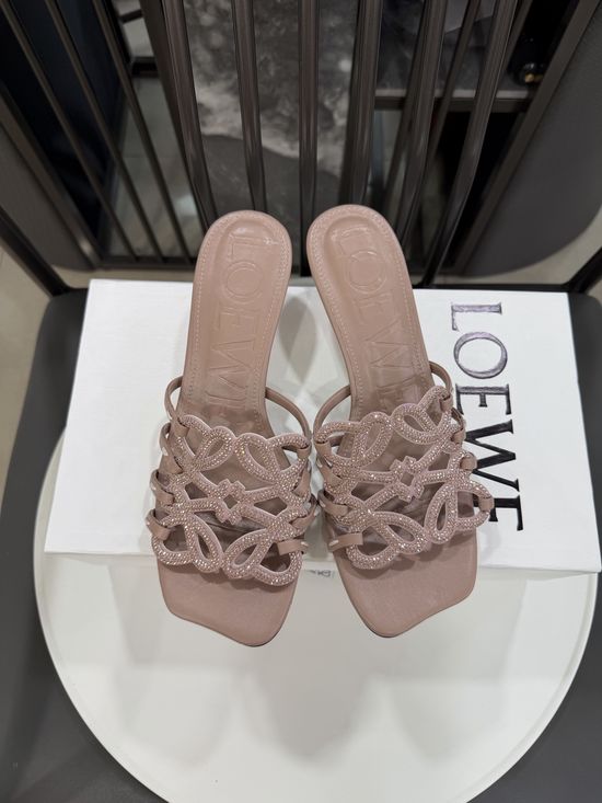 Loewe Rhinestone Heel Woven Logo Comfortable Flats