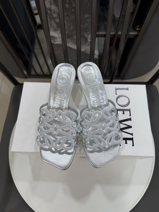 Loewe Rhinestone Heel Woven Logo Comfortable Flats