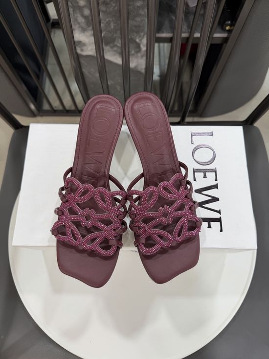 Loewe Rhinestone Heel Woven Logo Comfortable Flats