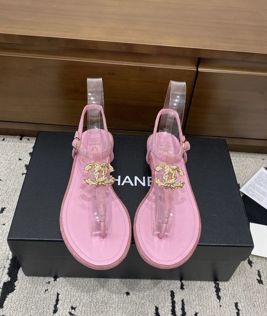 Chanel Classic Metal Accent Leather Flip Flops