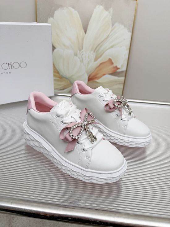 Jimmy Choo Embellished Genuine Leather Comfort Elevated Sneakers