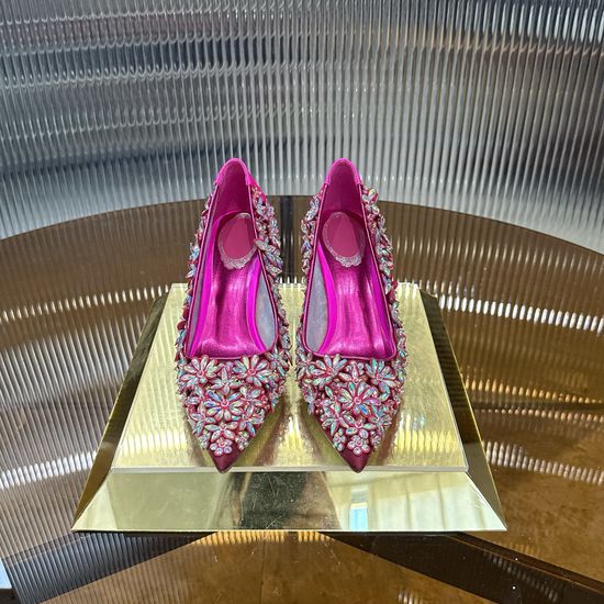 Rene Caovilla Elegant Embroidered Mid-heel Shoes with Leather Sole
