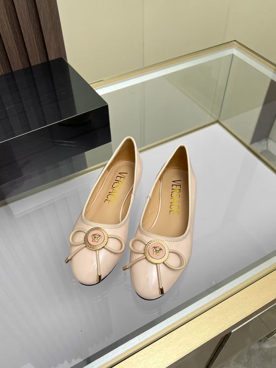 Versace Classic Round Toe Leather Casual Comfort Flats