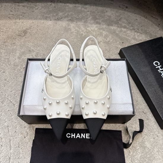 Chanel Pearl Decor Pointed Toe Strap Sandals Premium Quality