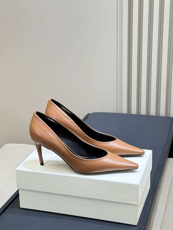 Yves Saint Laurent Pointed Toe Low Heel Slingback Leather Pumps