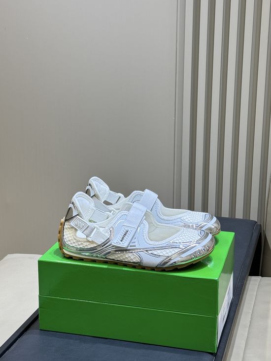 Bottega Veneta Velcro Platform Mary Jane Sneakers with Leather Weaving Detail