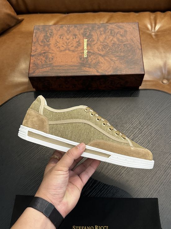 Stefano Ricci Premium Leather Retro Casual Walking Sneakers