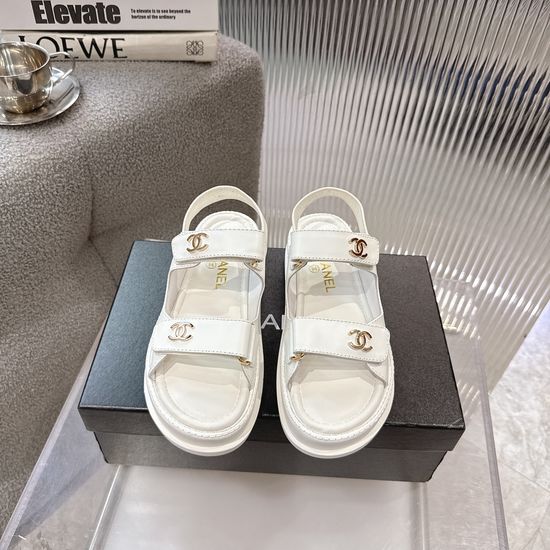 Chanel Quilted Fabric Hook-and-loop Sandals with Premium Quality