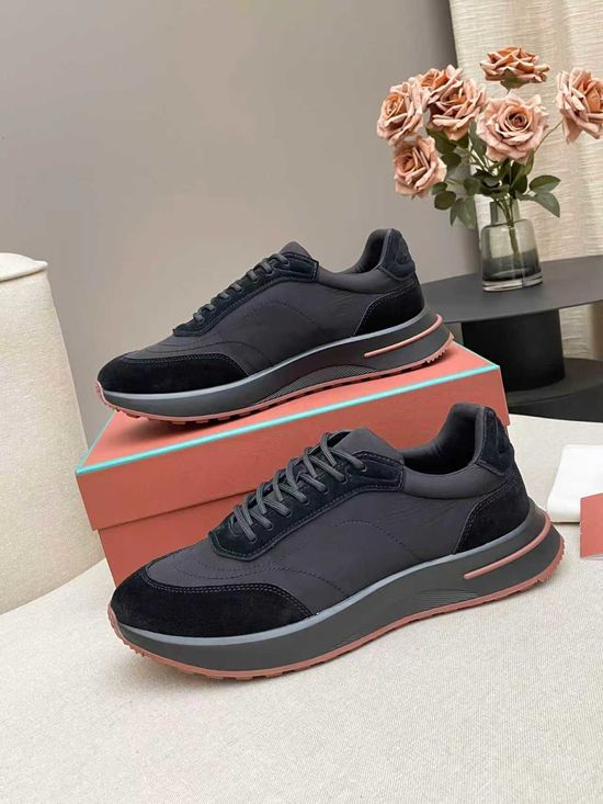 Loro Piana Low Top Sneakers Breathable Knit Upper Non-slip Sole