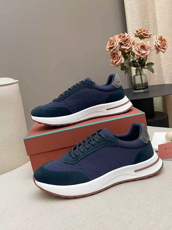 Loro Piana Low Top Sneakers Breathable Knit Upper Non-slip Sole