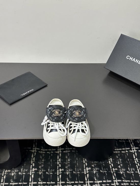 Chanel High-top Slip-on Casual Sneakers with Canvas Upper