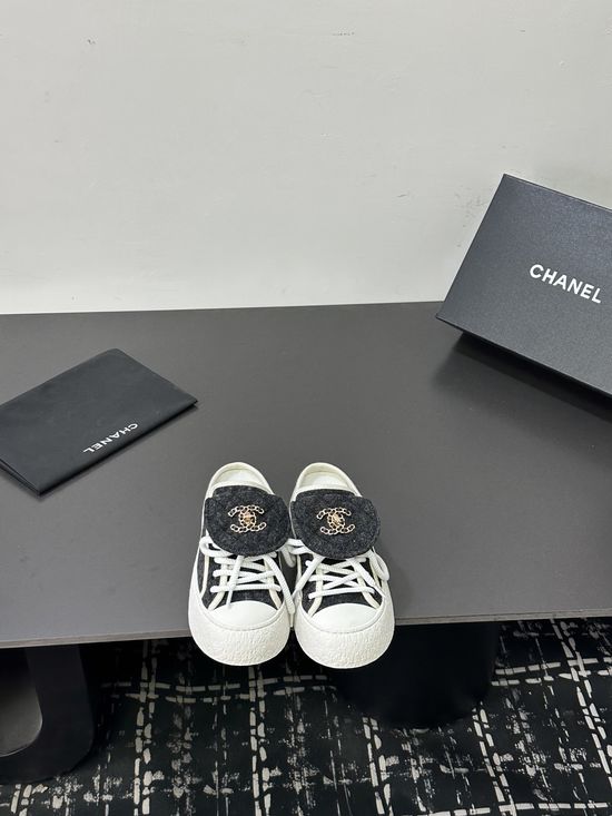 Chanel High-top Slip-on Casual Sneakers with Canvas Upper