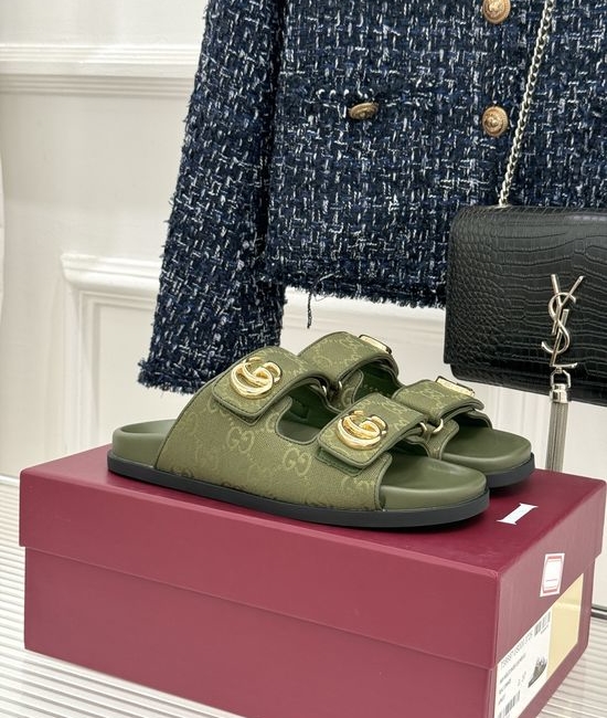 Gucci Adjustable Hook And Loop Comfortable Slides Non-Slip Sole