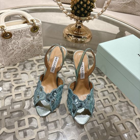 Aquazzura Handmade High-heeled Slippers with Pineapple Design