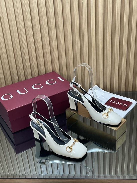 Gucci Block Heel Buckle Fastening Leather Dress Sandals
