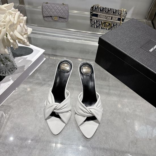 Yves Saint Laurent Knotted Pointed Toe Block Heel Mules