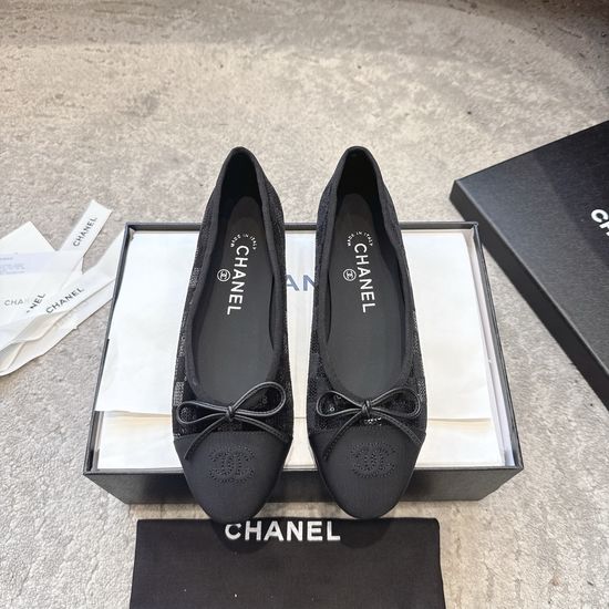 Chanel Elegant Daily Wear Velvet Ballet Flat Shoes