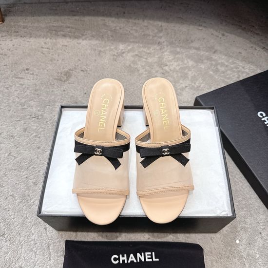 Chanel Mesh Bow Flat Slippers Lightweight Comfortable Casual Footwear
