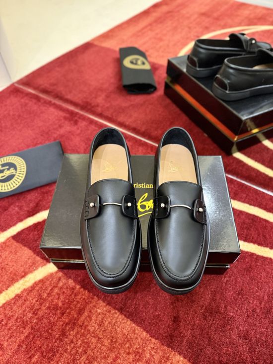 Christian Louboutine Premium Beaded Black Cowhide Leather Loafers