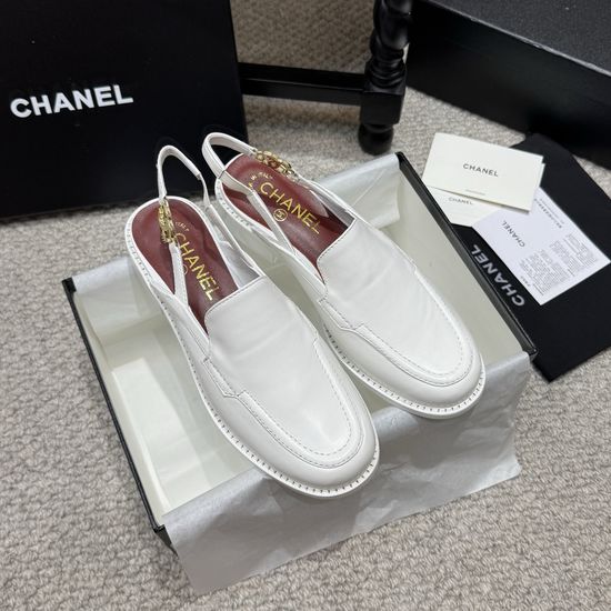 Chanel Rhinestone Buckle Leather Loafer Slip On Casual Shoes