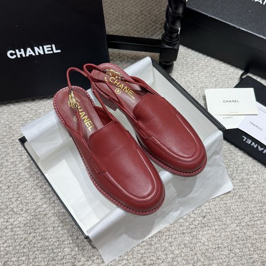 Chanel Rhinestone Buckle Leather Loafer Slip On Casual Shoes