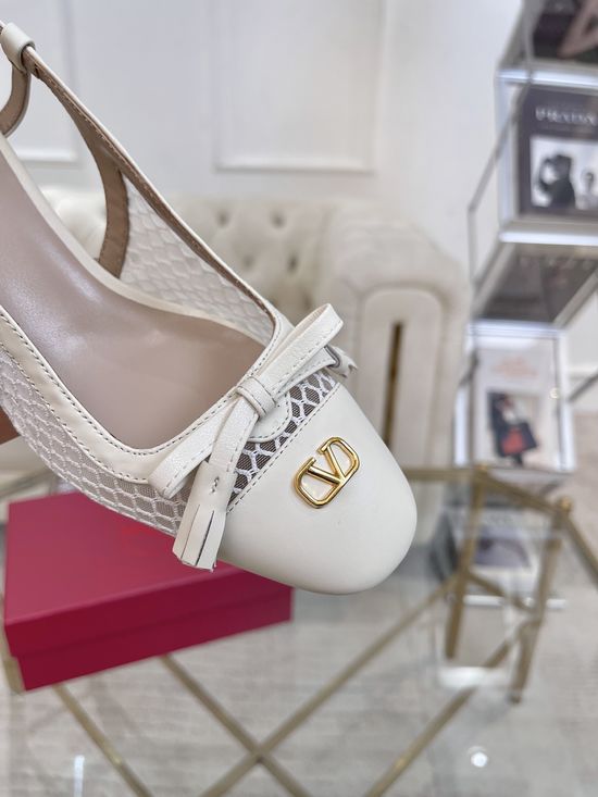 Valentino Bow Decor Leather High Heel Shoes Elegant Comfortable Classic