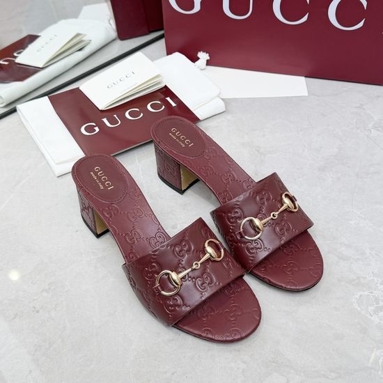 Gucci Classic Buckle Decor Leather Upper Comfort Slide Slippers
