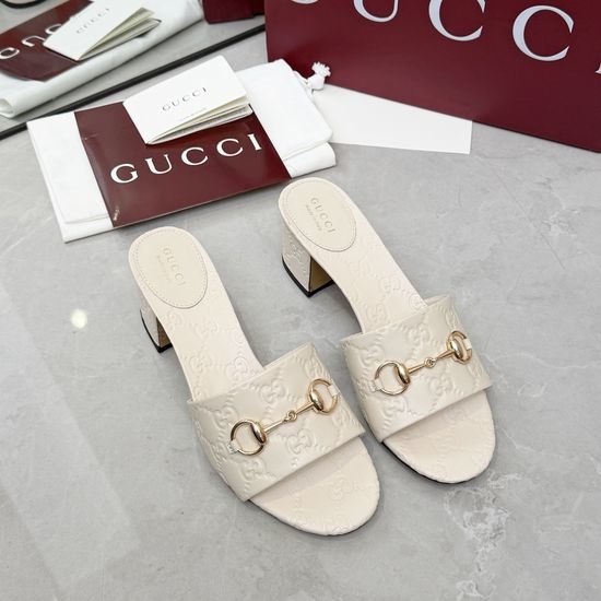 Gucci Classic Buckle Decor Leather Upper Comfort Slide Slippers