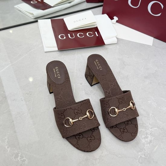 Gucci Classic Buckle Decor Leather Upper Comfort Slide Slippers