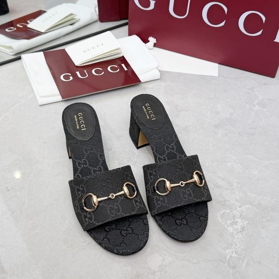 Gucci Classic Buckle Decor Leather Upper Comfort Slide Slippers