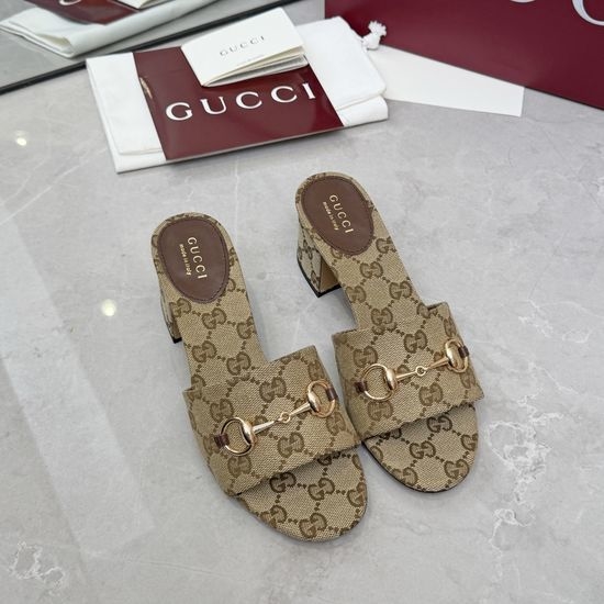 Gucci Classic Buckle Decor Leather Upper Comfort Slide Slippers
