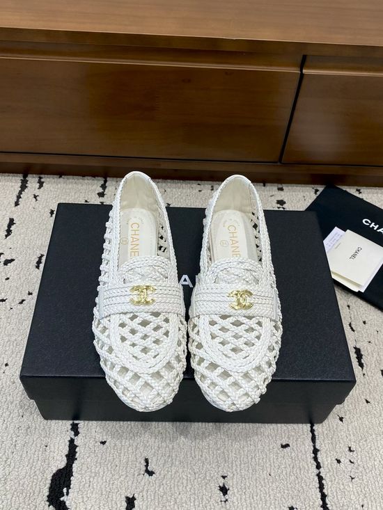 Chanel Woven Loafer Shoes with Classic Metal Accent