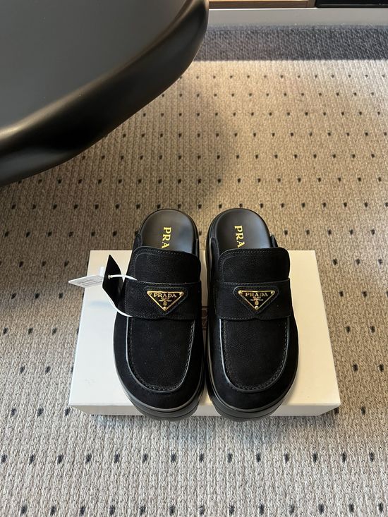 Prada Vintage Suede Platform Mule Shoes Comfortable Daily Wear