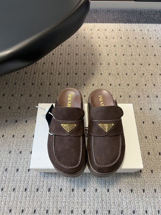Prada Vintage Suede Platform Mule Shoes Comfortable Daily Wear