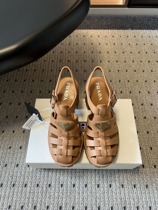 Prada Chunky Roman Sandals with Buckle Strap Design