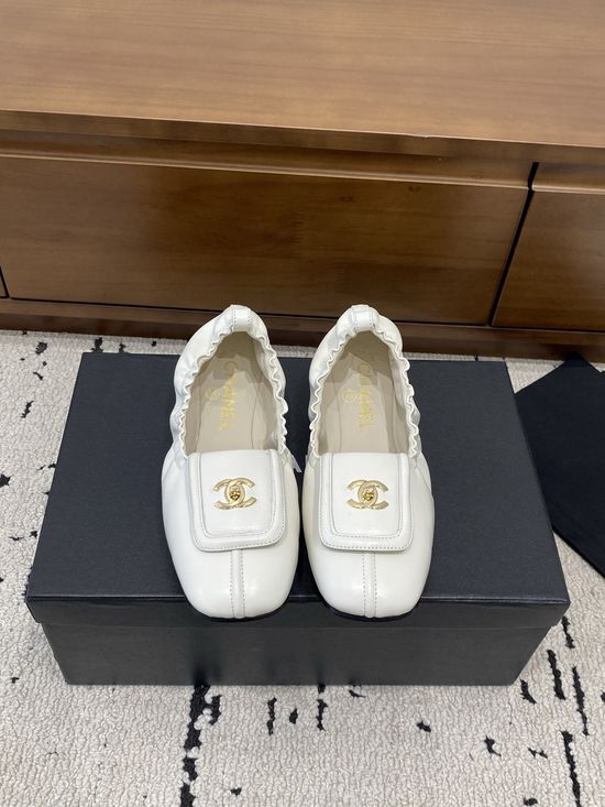 Chanel Classic Buckle Square Toe Comfort Leather Ballet Flats