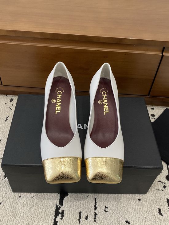 Chanel Color Block Chunky Heel Square Toe Mary Jane Shoes