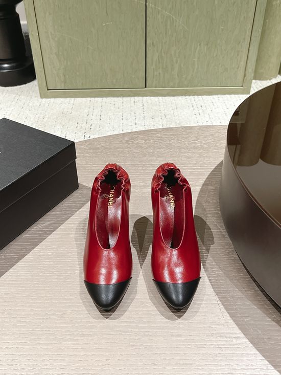 Chanel Colorblock Pointed Heel Pumps with Adjustable Elastic Strap