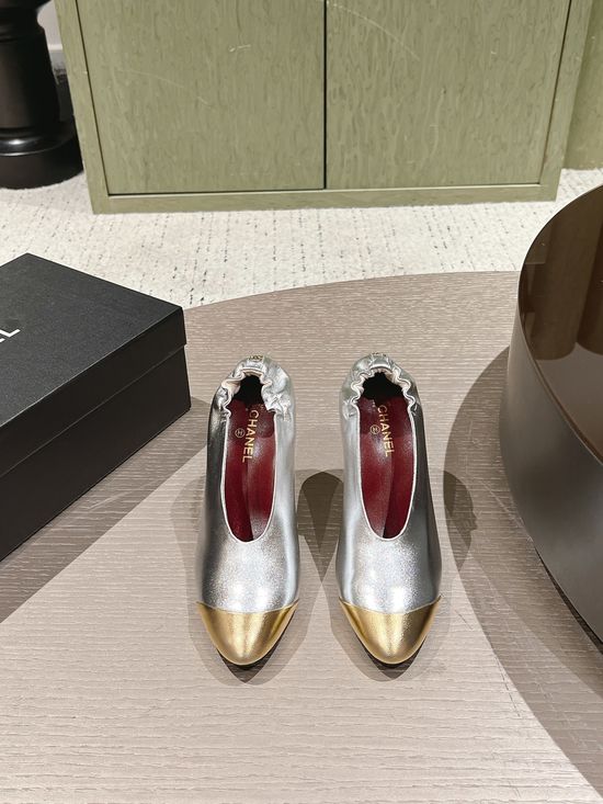 Chanel Colorblock Pointed Heel Pumps with Adjustable Elastic Strap