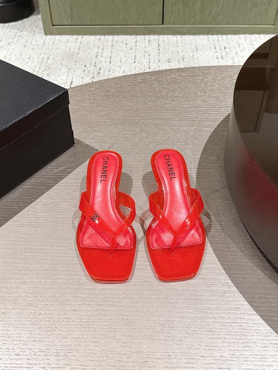 Chanel Clear Crystal Embellished Jelly Sandals With Non Slip Sole