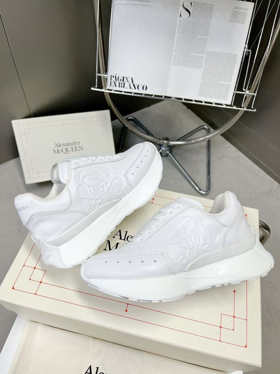 McQueen Embossed Leather Fashion Sneakers with Extra Laces