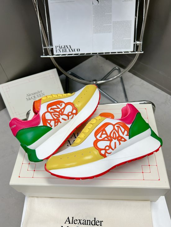 McQueen Embossed Leather Fashion Sneakers with Extra Laces