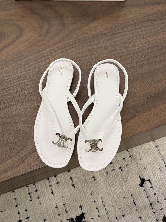 Celine Leather Sandals with Metal Emblem Comfortable Lining Four Colors
