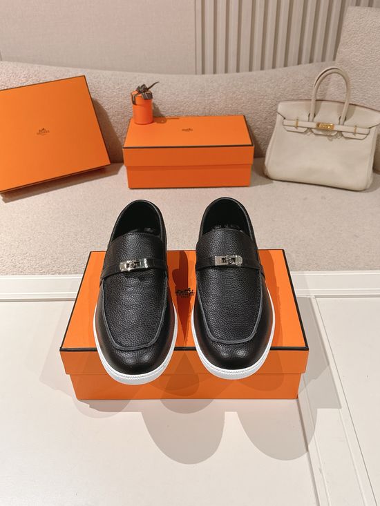 Hermes Classic Loafers with Decorative Buckle Design